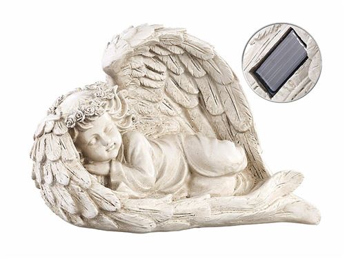 Lunartec : Figurine solaire à LED - Ange endormi, 16 cm