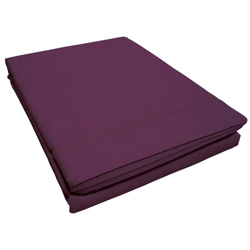 Drap plat 2 personnes 240 x 300 cm uni 57 fils lina + point bourdon Myrtille
