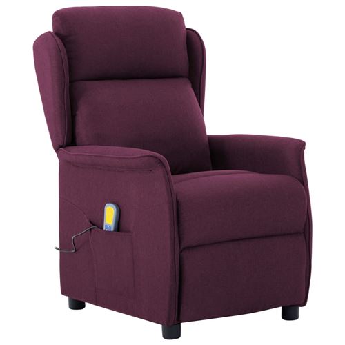 vidaXL Fauteuil inclinable de massage Violet Tissu