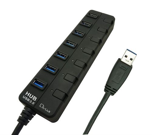 L-Link LL-UH-307 5000Mbit/s Noir Hub & concentrateur - Hubs & concentrateurs (USB 3.0 (3.1 Gen 1) Type-A, 5000 Mbit/s, Noir, Noir)