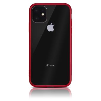 QDOS HYBRID - Coque de protection pour téléphone portable - polyuréthanne thermoplastique (TPU) - rouge, limpide - pour Apple iPhone 11