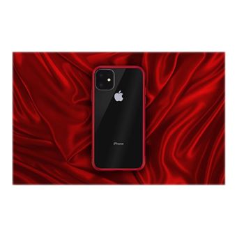 QDOS HYBRID - Coque de protection pour téléphone portable - polyuréthanne thermoplastique (TPU) - rouge, limpide - pour Apple iPhone 11