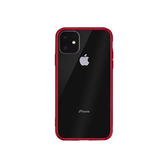 QDOS HYBRID - Coque de protection pour téléphone portable - polyuréthanne thermoplastique (TPU) - rouge, limpide - pour Apple iPhone 11