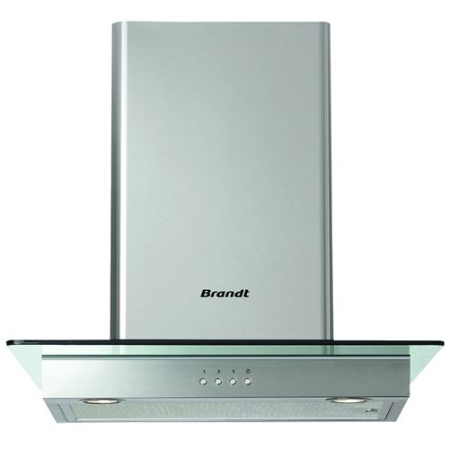 Brandt AD1186X - schouwkap - 60 cm - roestvrij staal en glas
