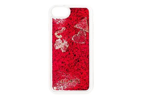 Coque pour Iphone 7/8 Guess liquid glitter Coeur rouge