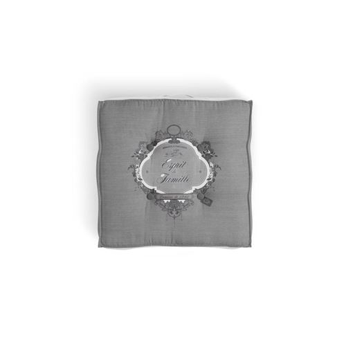 SOLEIL D' OCRE Coussin tapissier Esprit de Famille 100% coton - 40 x 40 cm - Blanc