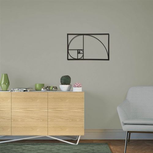 40 10 Sur Homemania Decoration Murale Nombre D Or Art Mural Pour Sejour Chambre Noir En Acier 53 X 0 15 X 35 Cm Achat Prix Fnac