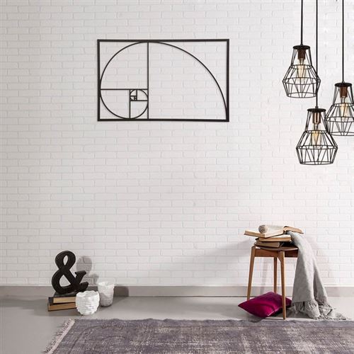 40 10 Sur Homemania Decoration Murale Nombre D Or Art Mural Pour Sejour Chambre Noir En Acier 53 X 0 15 X 35 Cm Achat Prix Fnac