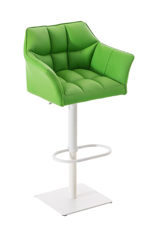 Tabouret de bar Damaso en similicuir - Piètement Tulipe Blanc - Siège Vert