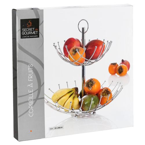 Corbeille à Fruits 3 étages En Métal Noir - Design Moderne Pour Rangement Cuisine - Plan De Travail Et Décoration