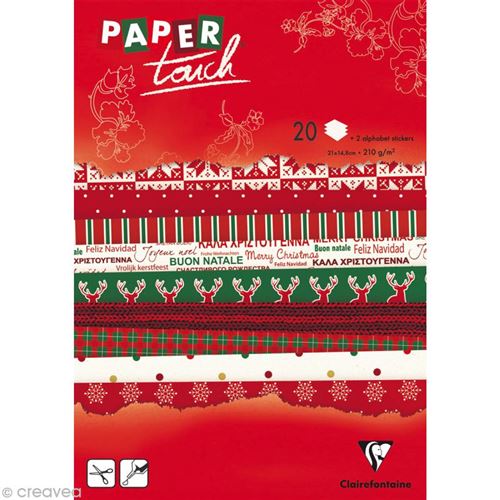 Papier scrap Clairefontaine - Bloc A5 Paper Touch Noël x 20