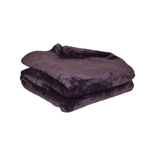 Couverture microflanelle 220x240 cm prune