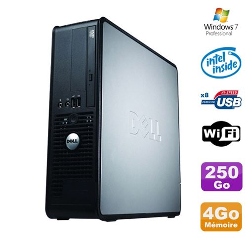 PC Dell Optiplex 380 Sff E5200 2.5Ghz 4Go Disque 250Go Dvd WiFi Win 7 Pro