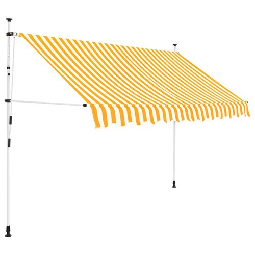 vidaXL Auvent rétractable manuel 250 cm Rayures jaunes et blanches