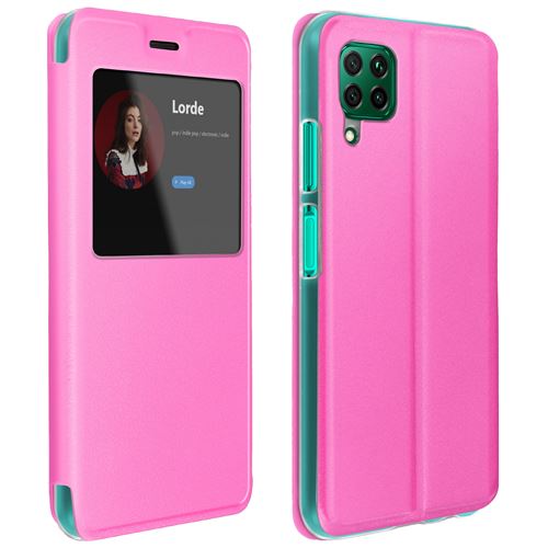 Housse pour Huawei P40 Lite avec Fenêtre d'affichage Support Vidéo Rose