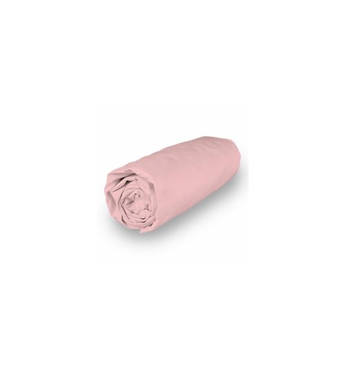 Drap housse en coton percale 140x190 cm CAMILLE rose, par Songe de Camille
