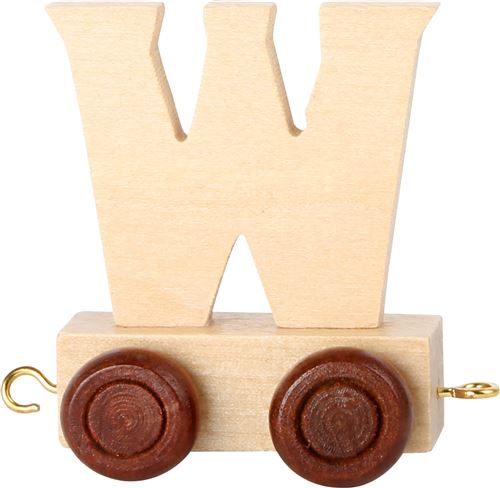Small Foot chariot de train lettre W bois beige 5 x 3,5 x 6 cm