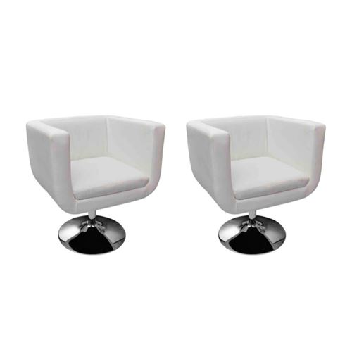 2x Chaises de Bar Similicuir Blanc vidaXL - White