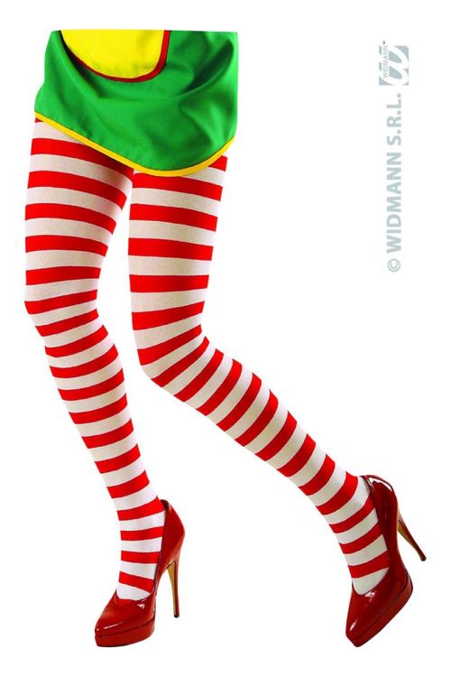Collants clown adulte rouge/blanc