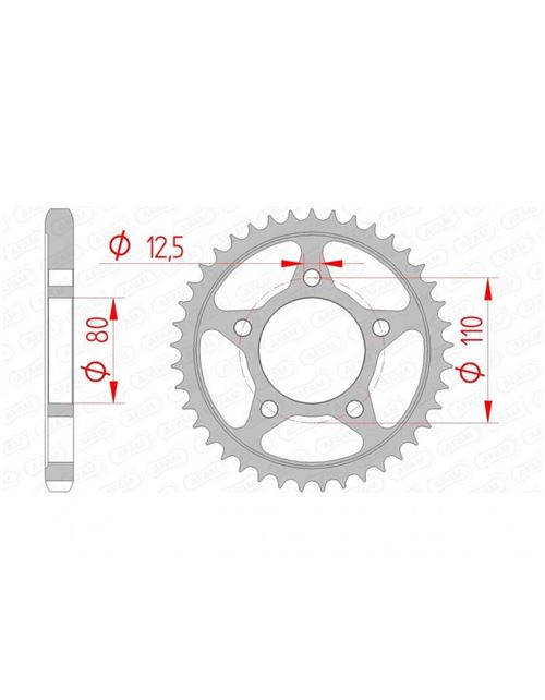 Couronne AFAM 45 dents acier standard pas 530 type 10605