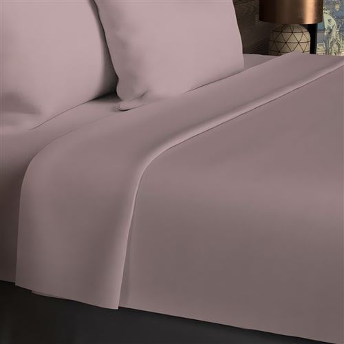 Drap plat en coton 57 fils 180x290 cm UNI vieux rose, par Soleil d'ocre