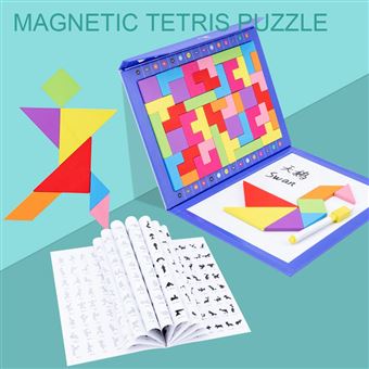 LTFIOON Puzzle Tangram magnétique 3D – Tangram magnétique pour enfants à partir de 32 ans avec 32 cartes, encouragement de la créativité et de la
