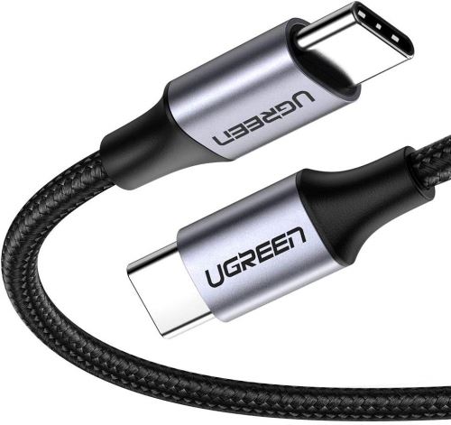 Câble USB type C mâle / mâle en nylon tressé noir. 1m