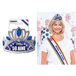 KroY PecoeD Kit Anniversaire 40 Ans Femme - Couronne Strass Écharpe Diadème