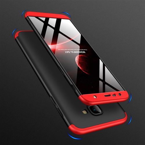 Coque en TPU détachable 3 pièces matte rigide rouge/noir pour votre Samsung Galaxy J4 Plus/J4 Prime
