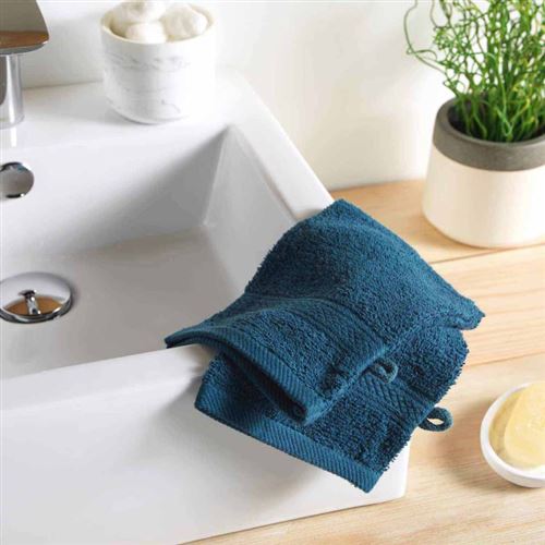 Paris Prix - Lot De 2 Gants De Toilette colors 15x21cm Bleu Nuit