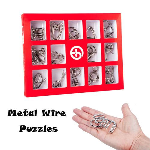 15pcs Puzzles Fil Métal Puzzles Casse-tête de fil métallique cadeau de jouets éducatifs
