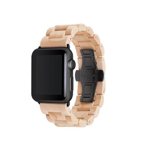 Bracelet Apple Watch Series 1, 2, 3 & 4 en bois véritable (érable, noir / 42mm, 44mm)