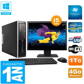 Pc hp compaq pro 6300 sff i5-2400 4go 1to graveur dvd wifi w7 ecran 17' - 1