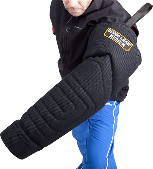 DINGO GEAR S01967 Manchon de Morsure pour Chien avec poignée pour Dressage de Morsure de Chien Fait à la Main en matériau français, Manchon Noir pour gaucher et droitier