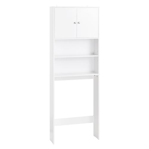 SoBuy Colonne de Rangement WC avec 3 Étagères Réglables et Portes Blanches