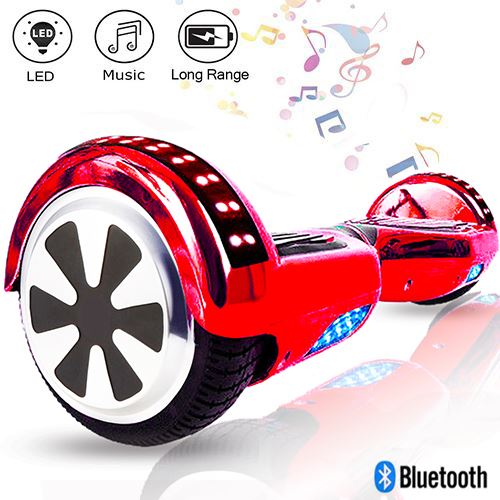 Skateboard Electrique Hoverboard Rouge Chromé