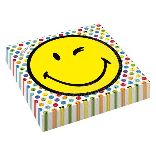 Amscan serviettes de table smiley 33 x 33 cm papier jaune 16 pièces