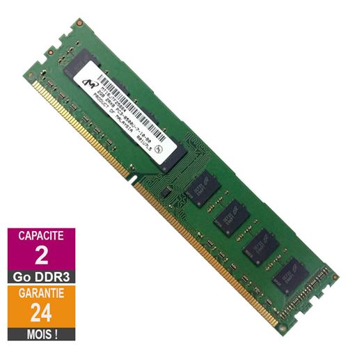 Barrette Mémoire 2Go Ram Ddr3 Micron Mt16Jtf25664Ay-1G1D1 Pc3-8500U 1066Mhz 2Rx8