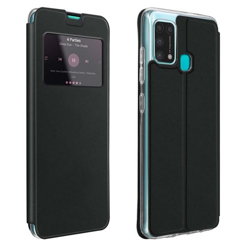 Etui pour Galaxy M31 / M21 / M30s Fenêtre d'affichage Porte-carte Fonction Support noir