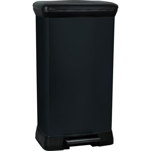 Poubelle à pédale 50 L plastique Touch, aspect métal noir
