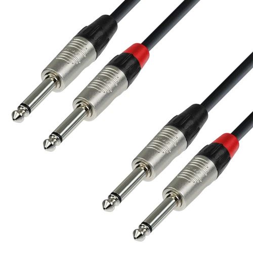 Adam Hall Cables K4TPP0150 Série 4 Star Câble Audio REAN 2 x Jack 6,35 mm Mono vers 2 x Jack 6,35 mm Mono 1,5 m