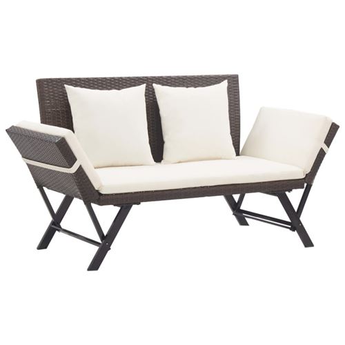 vidaXL Banc de jardin avec coussins 176 cm Marron Résine tressée