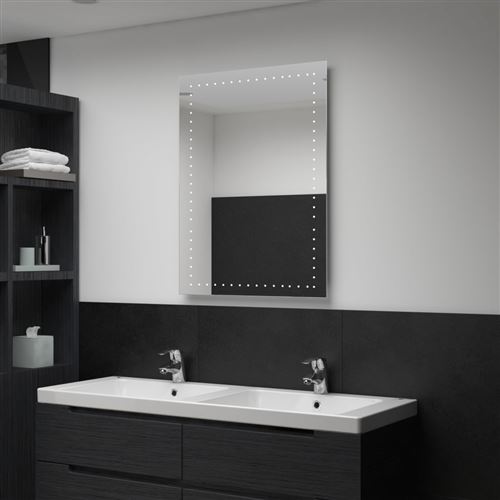 Miroir mural à LED pour salle de bains 60 x 80 cm (144712)