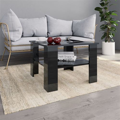 Table basse Noir brillant 60 x 60 x 42 cm Aggloméré