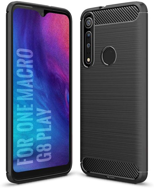 Housse de protection pour Motorola Moto G8 Play Fibre de Carbone Noir
