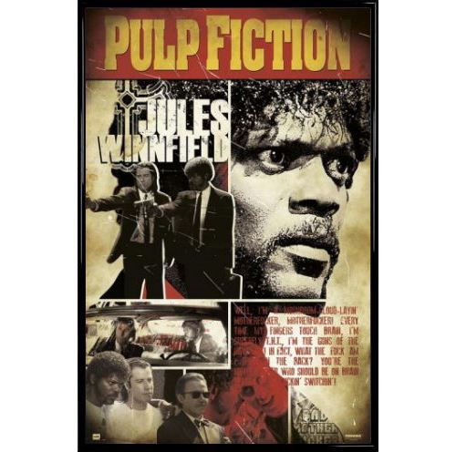 Poster Encadré: Pulp Fiction - Jules (91x61 cm), Cadre Plastique, Noir
