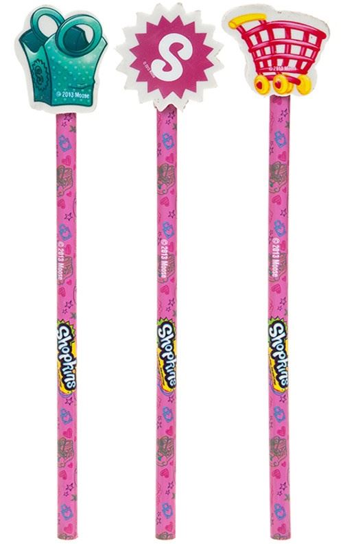Slammer Crayons Shopkins avec gomme à effacer 3 pièces