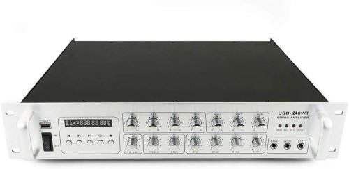BeMatik - Amplificateur de Son Professional 240W 110V 4 Zones avec MP3 AUX MIC Rack