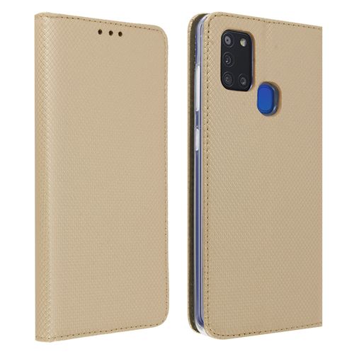 Étui Samsung Galaxy A21s Housse Rangement Pour Carte Clapet Fonction Support Or