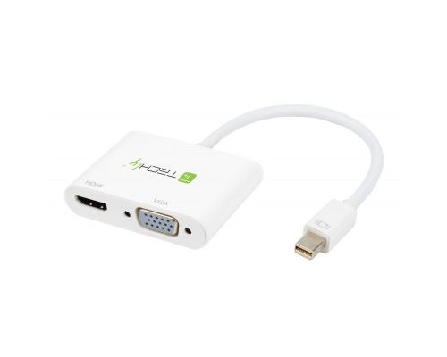 Techly iadap mdp-vgah12 0.15m mini displayport hdmi + vga (d-sub) blanc câble vidéo et adaptateur iadap-mdp-vgah12